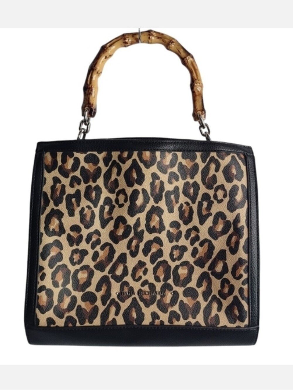 Dana Buchman Bag Women's Black Brown Leopard Print Two Layers Handbag
